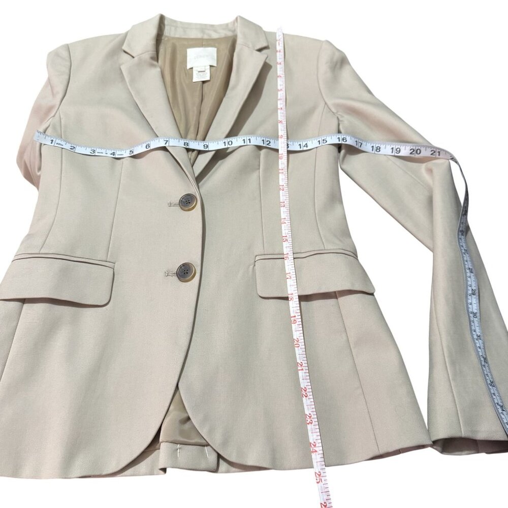 J. Crew Womens Beige Long Sleeve Lapel Collar Button front Blazer Suit Jacket 0 - Picture 5 of 7